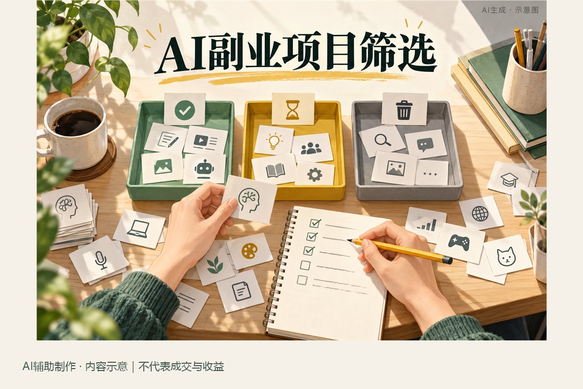AI副业项目太多怎么选？用一张筛选表缩小范围