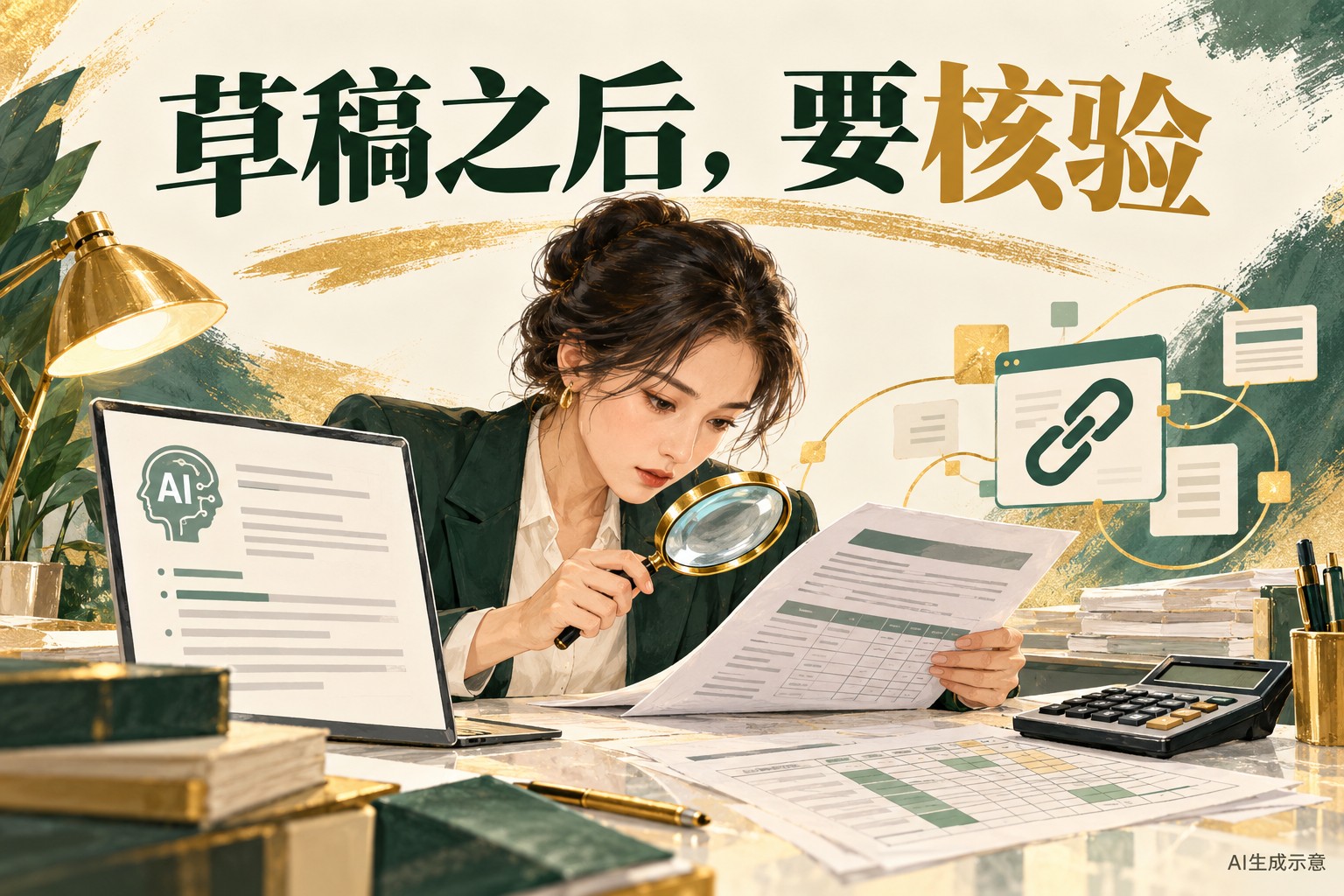 核对材料与数字示意