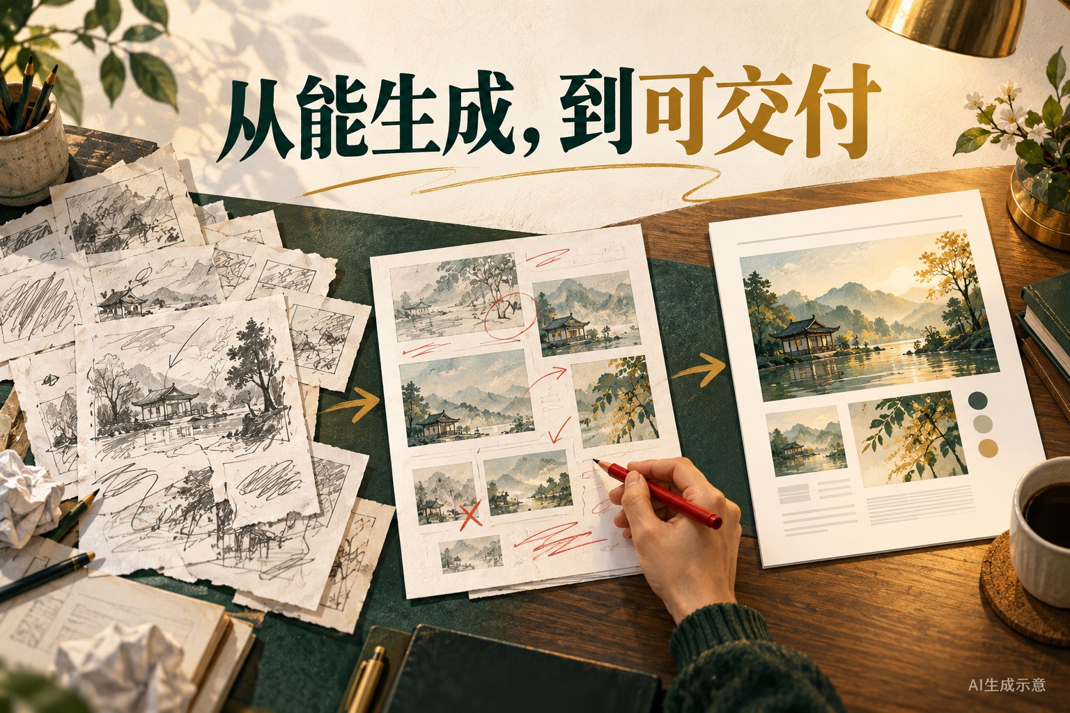 草稿到交付示意